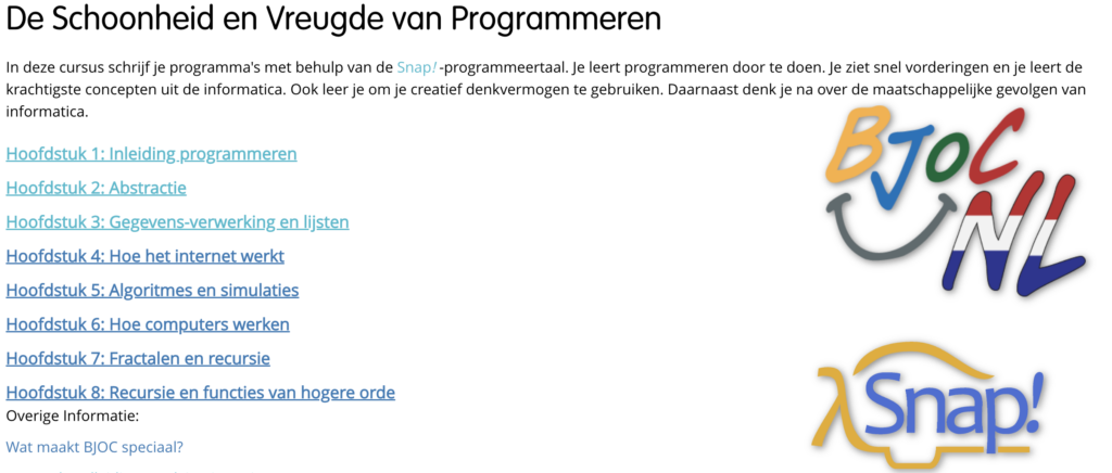 Schoonheid en Vreugde van Programmeren landingspagina